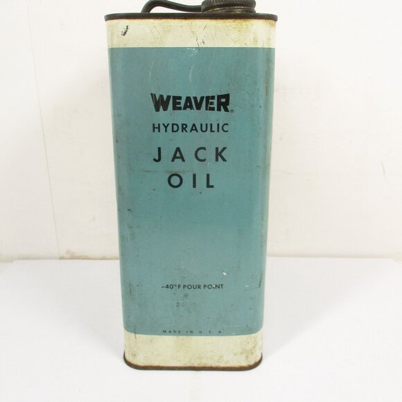 Vintage WEAVER hydraulic Jack Oil Tin Can 1.785 Liters Made in USA - Picture 5 of 8
